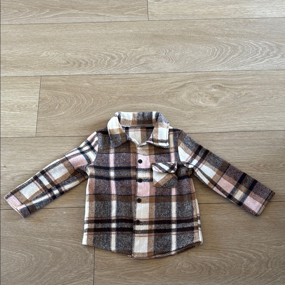 Plaid Button-Up Flannel Looking Shirt for Kids